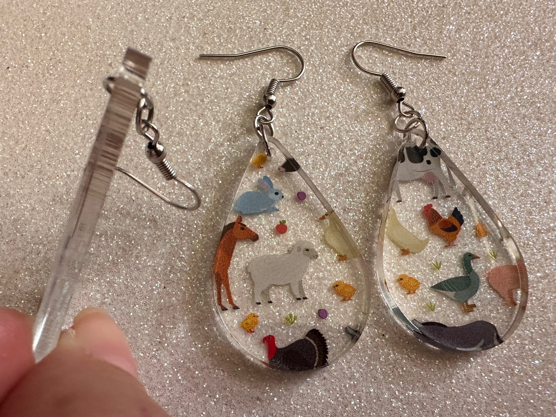 Farm Animal Earrings: Laser Cut Acrylic Animals, Cow, Donkey, Duck, Horse, Goats, Pig, Turkey, Chicken, Farmer, Best Gifts for Her/Him/Them