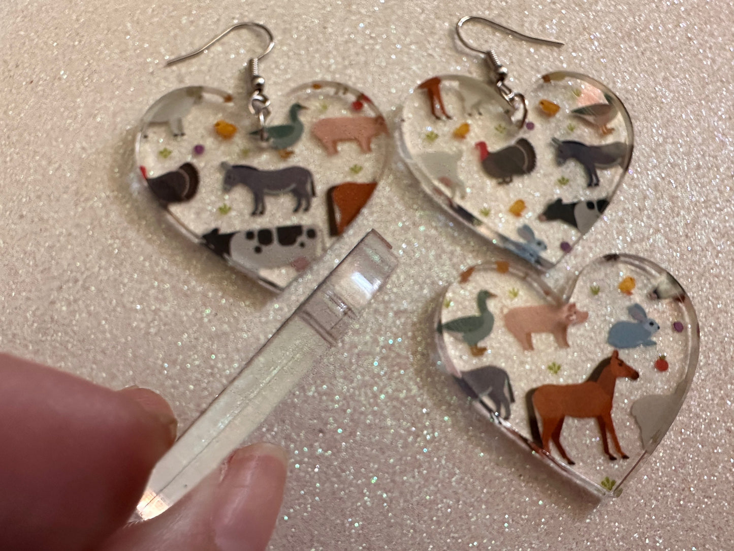 Farm Animal Earrings: Laser Cut Acrylic Animals, Cow, Donkey, Duck, Horse, Goats, Pig, Turkey, Chicken, Farmer, Best Gifts for Her/Him/Them