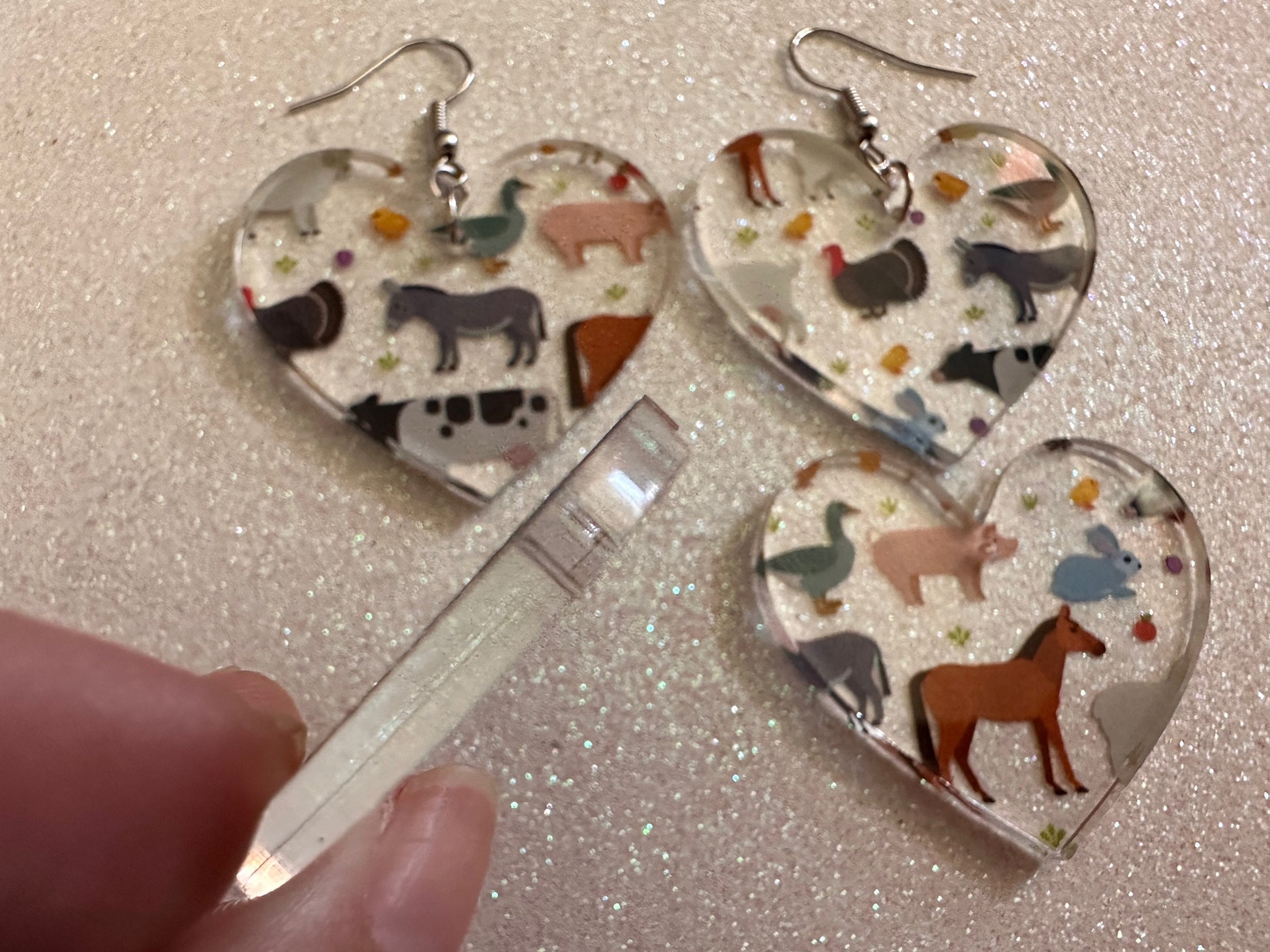 Farm Animal Earrings: Laser Cut Acrylic Animals, Cow, Donkey, Duck, Horse, Goats, Pig, Turkey, Chicken, Farmer, Best Gifts for Her/Him/Them