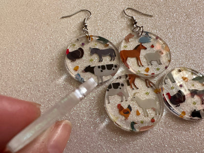 Farm Animal Earrings: Laser Cut Acrylic Animals, Cow, Donkey, Duck, Horse, Goats, Pig, Turkey, Chicken, Farmer, Best Gifts for Her/Him/Them