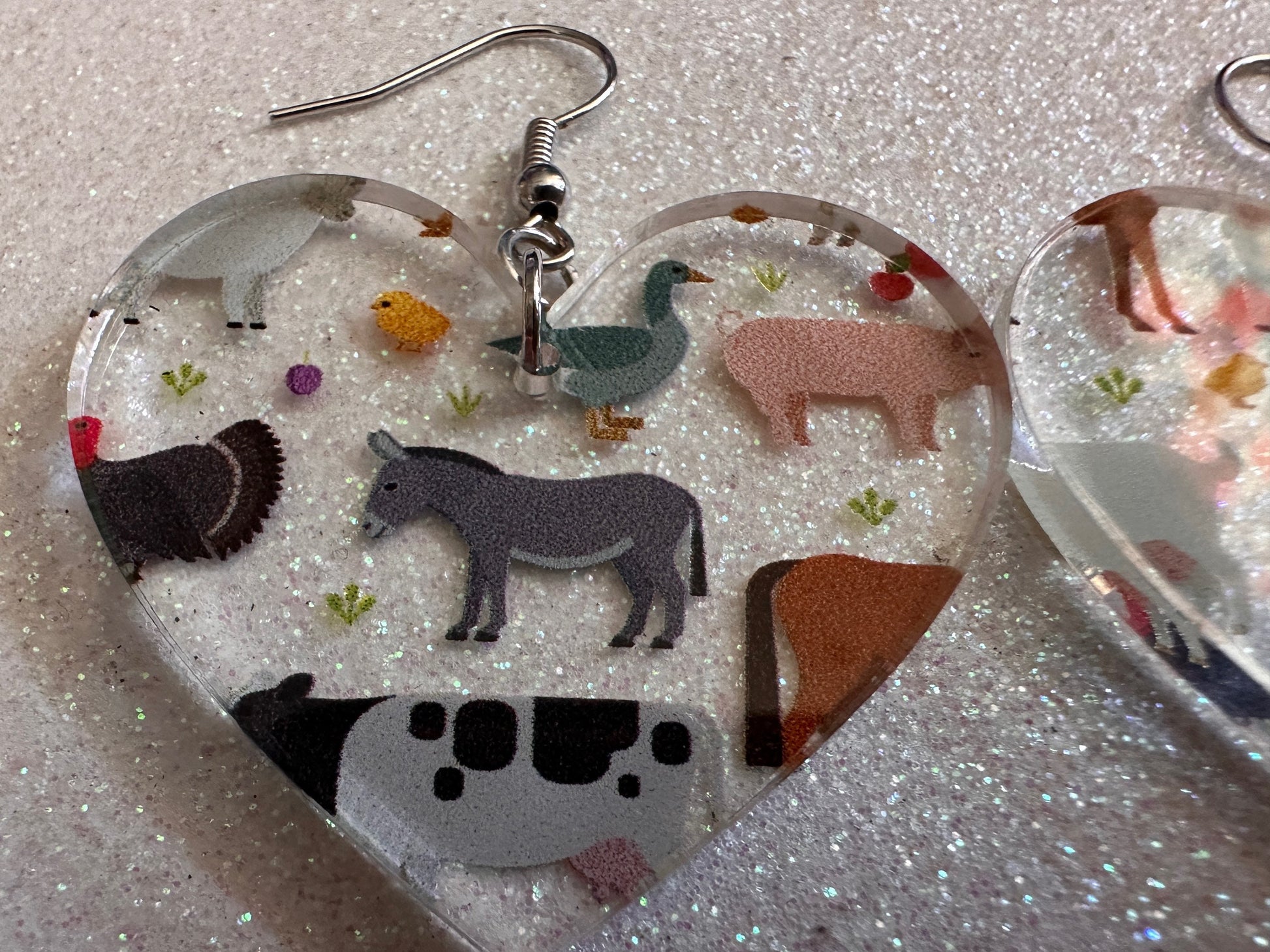 Farm Animal Earrings: Laser Cut Acrylic Animals, Cow, Donkey, Duck, Horse, Goats, Pig, Turkey, Chicken, Farmer, Best Gifts for Her/Him/Them