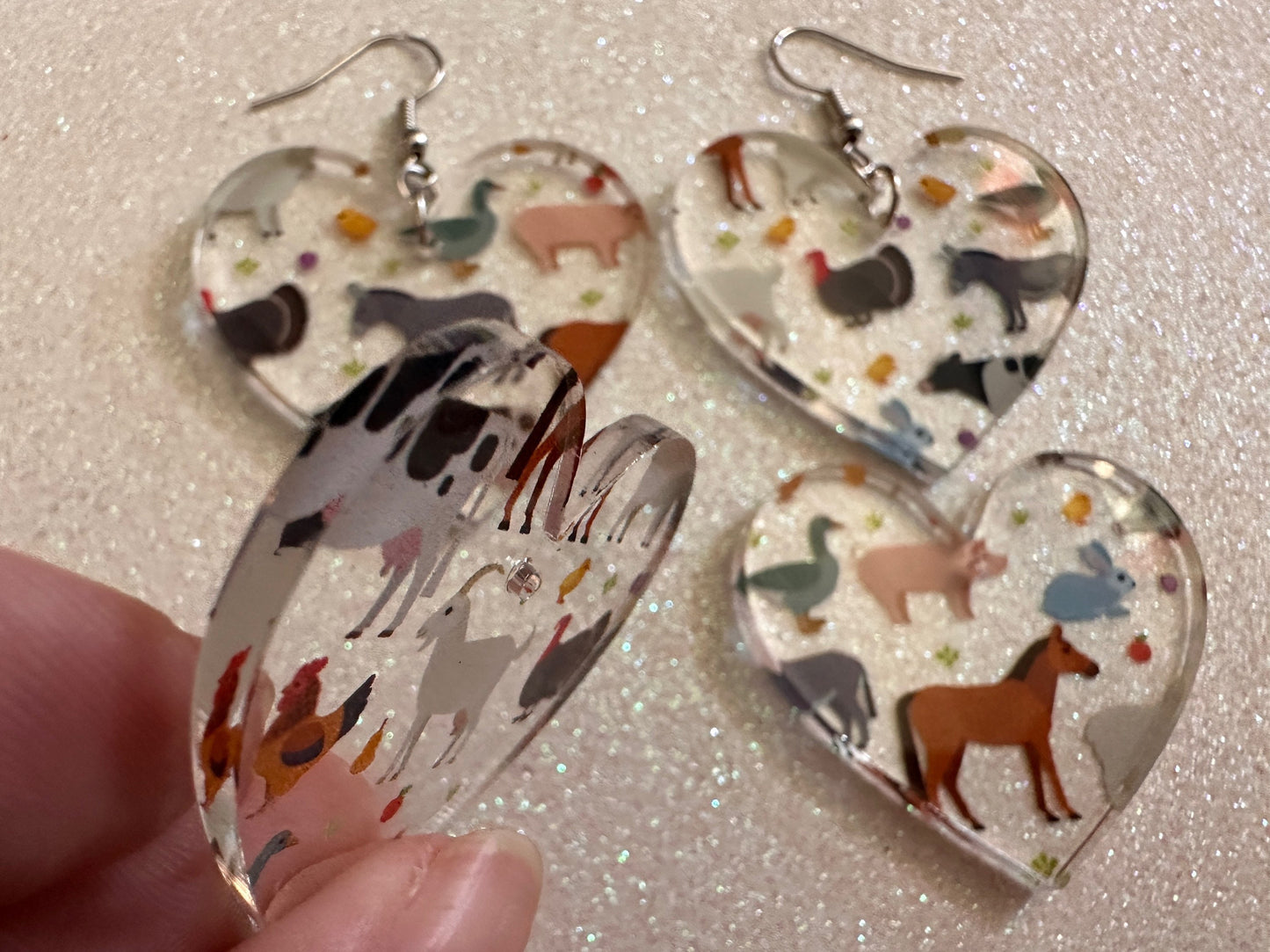 Farm Animal Earrings: Laser Cut Acrylic Animals, Cow, Donkey, Duck, Horse, Goats, Pig, Turkey, Chicken, Farmer, Best Gifts for Her/Him/Them