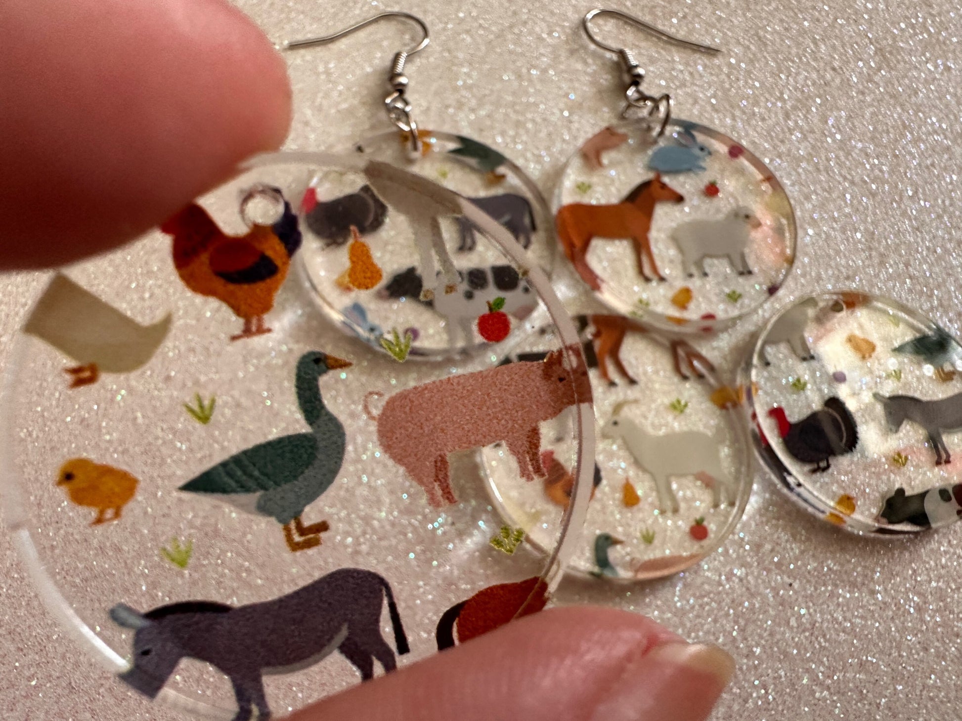 Farm Animal Earrings: Laser Cut Acrylic Animals, Cow, Donkey, Duck, Horse, Goats, Pig, Turkey, Chicken, Farmer, Best Gifts for Her/Him/Them