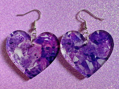 Faux Amethyst Earrings: Laser Cut Acrylic Purple Crystals (Imitation), Purple Earrings, Mother's Day Gift, Love, Best Gifts for Her/Him/Them
