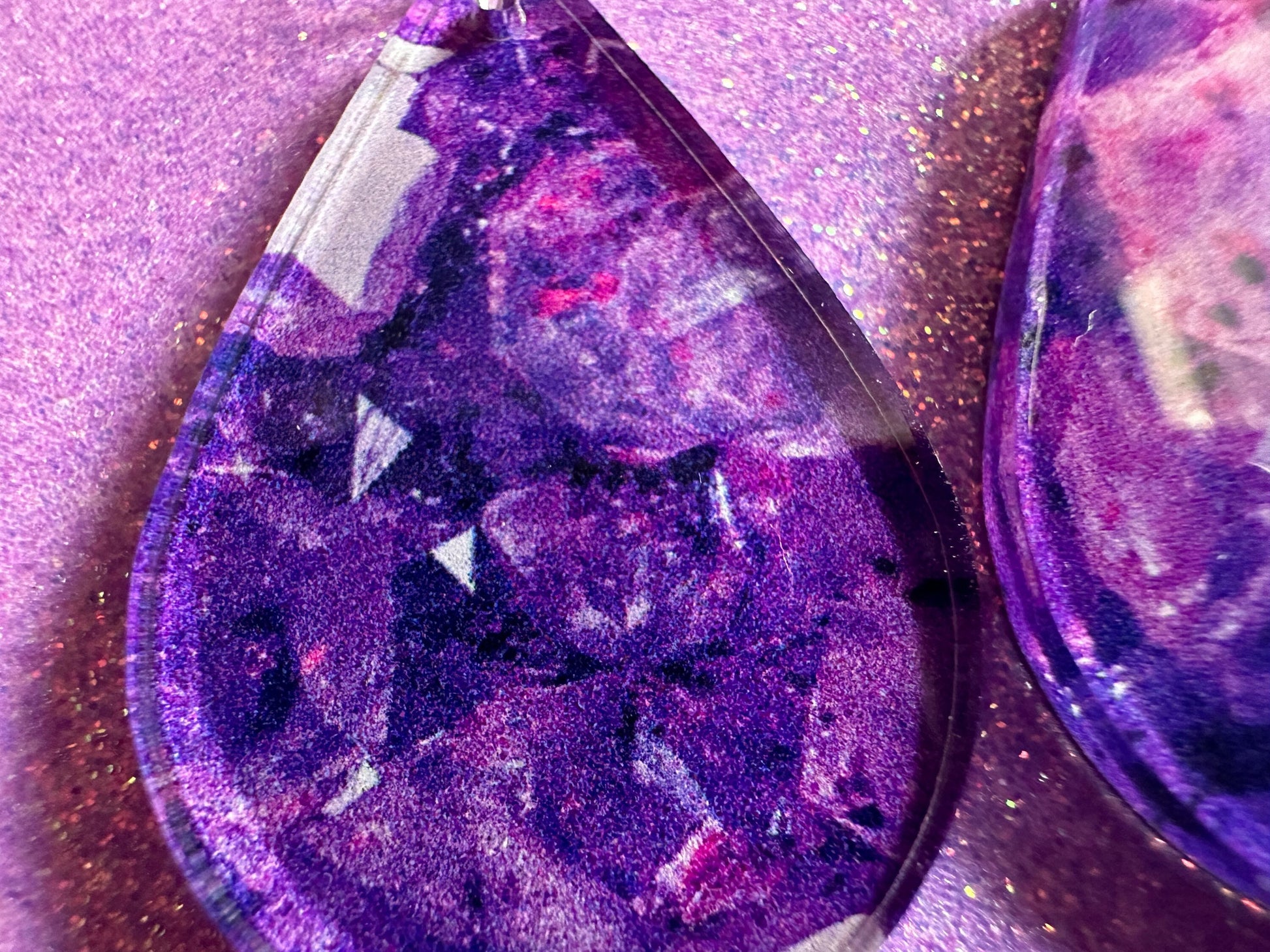 Faux Amethyst Earrings: Laser Cut Acrylic Purple Crystals (Imitation), Purple Earrings, Mother's Day Gift, Love, Best Gifts for Her/Him/Them