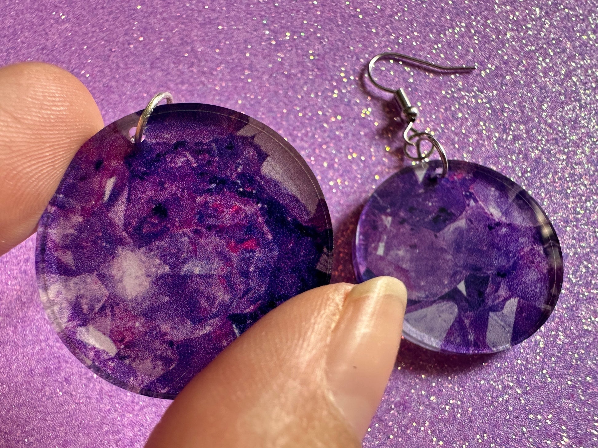 Faux Amethyst Earrings: Laser Cut Acrylic Purple Crystals (Imitation), Purple Earrings, Mother's Day Gift, Love, Best Gifts for Her/Him/Them