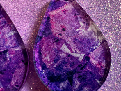 Faux Amethyst Earrings: Laser Cut Acrylic Purple Crystals (Imitation), Purple Earrings, Mother's Day Gift, Love, Best Gifts for Her/Him/Them
