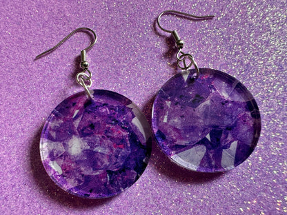 Faux Amethyst Earrings: Laser Cut Acrylic Purple Crystals (Imitation), Purple Earrings, Mother's Day Gift, Love, Best Gifts for Her/Him/Them