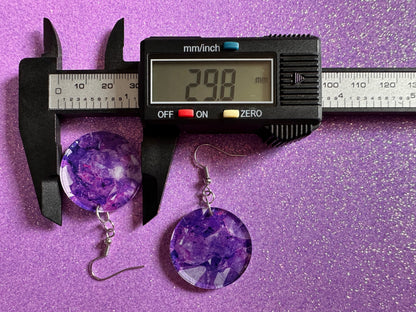 Faux Amethyst Earrings: Laser Cut Acrylic Purple Crystals (Imitation), Purple Earrings, Mother's Day Gift, Love, Best Gifts for Her/Him/Them