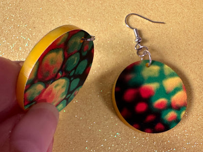 Faux Chameleon Earrings: Laser Cut Acrylic Chameleon Animal Print, Chameleons, Reptile, Zoo, Colorful, Tropical, Best Gifts for Her/Him/Them