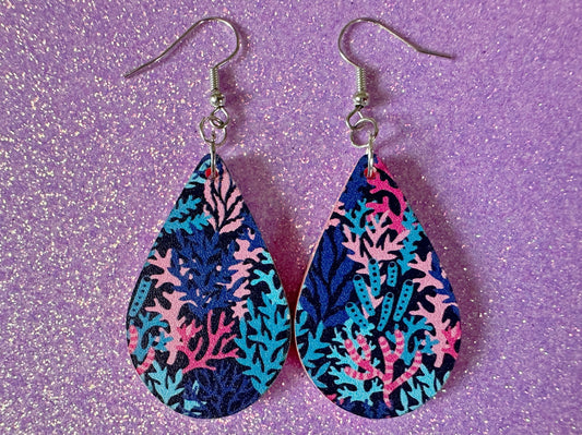 Faux Coral Earrings: Laser Cut Acrylic Coral Reef, Ocean, Diving, Tropical, Underwater, Aquarium, Marine, Best Gifts for Her/Him/Them