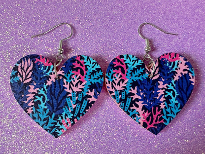 Faux Coral Earrings: Laser Cut Acrylic Coral Reef, Ocean, Diving, Tropical, Underwater, Aquarium, Marine, Best Gifts for Her/Him/Them