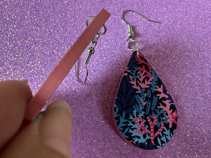 Faux Coral Earrings: Laser Cut Acrylic Coral Reef, Ocean, Diving, Tropical, Underwater, Aquarium, Marine, Best Gifts for Her/Him/Them