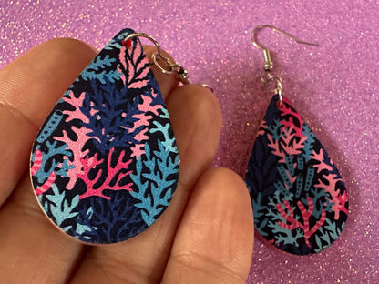 Faux Coral Earrings: Laser Cut Acrylic Coral Reef, Ocean, Diving, Tropical, Underwater, Aquarium, Marine, Best Gifts for Her/Him/Them