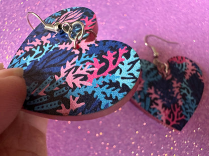 Faux Coral Earrings: Laser Cut Acrylic Coral Reef, Ocean, Diving, Tropical, Underwater, Aquarium, Marine, Best Gifts for Her/Him/Them