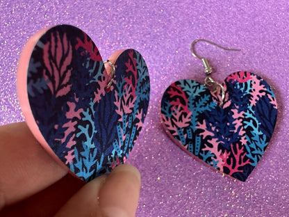 Faux Coral Earrings: Laser Cut Acrylic Coral Reef, Ocean, Diving, Tropical, Underwater, Aquarium, Marine, Best Gifts for Her/Him/Them