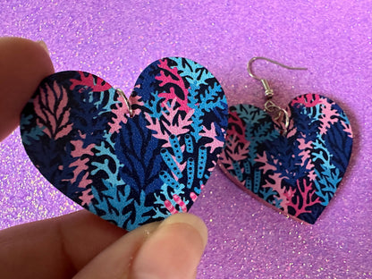 Faux Coral Earrings: Laser Cut Acrylic Coral Reef, Ocean, Diving, Tropical, Underwater, Aquarium, Marine, Best Gifts for Her/Him/Them