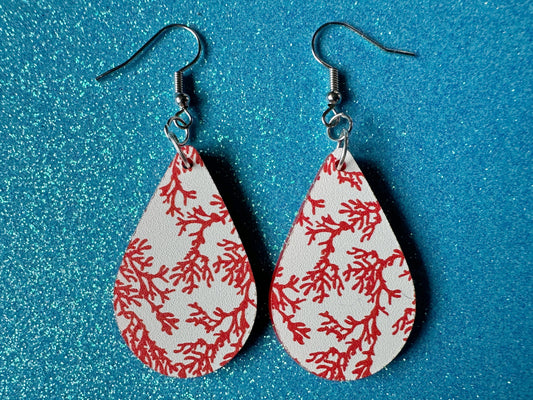 Faux Coral Earrings: Laser Cut Acrylic Red Coral Reef, Ocean, Diving, Tropical, Underwater, Aquarium, Marine, Best Gifts for Her/Him/Them