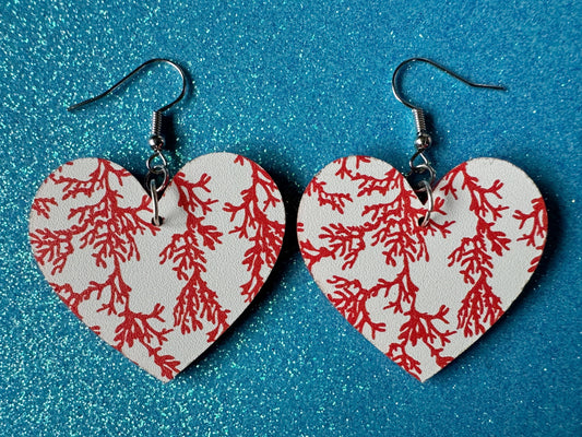 Faux Coral Earrings: Laser Cut Acrylic Red Coral Reef, Ocean, Diving, Tropical, Underwater, Aquarium, Marine, Best Gifts for Her/Him/Them