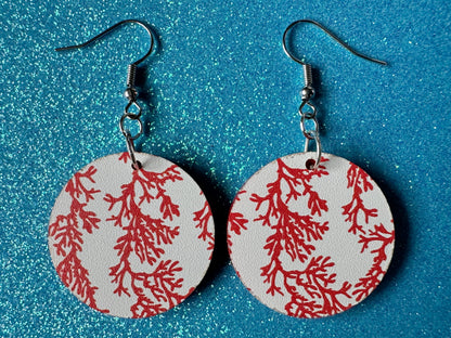 Faux Coral Earrings: Laser Cut Acrylic Red Coral Reef, Ocean, Diving, Tropical, Underwater, Aquarium, Marine, Best Gifts for Her/Him/Them