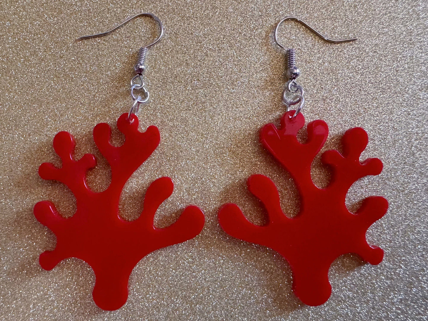 Faux Coral Earrings: Laser Cut Acrylic Red Coral Reef, Ocean, Diving, Tropical, Underwater, Aquarium, Marine, Best Gifts for Her/Him/Them
