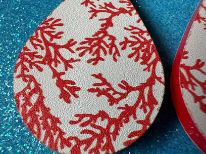 Faux Coral Earrings: Laser Cut Acrylic Red Coral Reef, Ocean, Diving, Tropical, Underwater, Aquarium, Marine, Best Gifts for Her/Him/Them