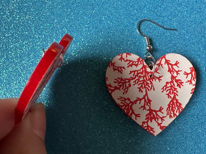 Faux Coral Earrings: Laser Cut Acrylic Red Coral Reef, Ocean, Diving, Tropical, Underwater, Aquarium, Marine, Best Gifts for Her/Him/Them