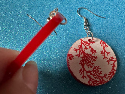 Faux Coral Earrings: Laser Cut Acrylic Red Coral Reef, Ocean, Diving, Tropical, Underwater, Aquarium, Marine, Best Gifts for Her/Him/Them