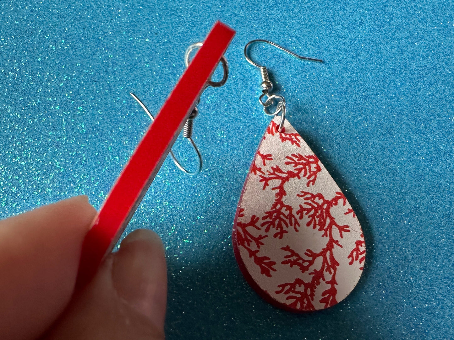 Faux Coral Earrings: Laser Cut Acrylic Red Coral Reef, Ocean, Diving, Tropical, Underwater, Aquarium, Marine, Best Gifts for Her/Him/Them