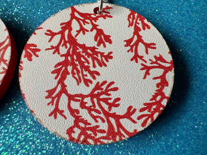 Faux Coral Earrings: Laser Cut Acrylic Red Coral Reef, Ocean, Diving, Tropical, Underwater, Aquarium, Marine, Best Gifts for Her/Him/Them