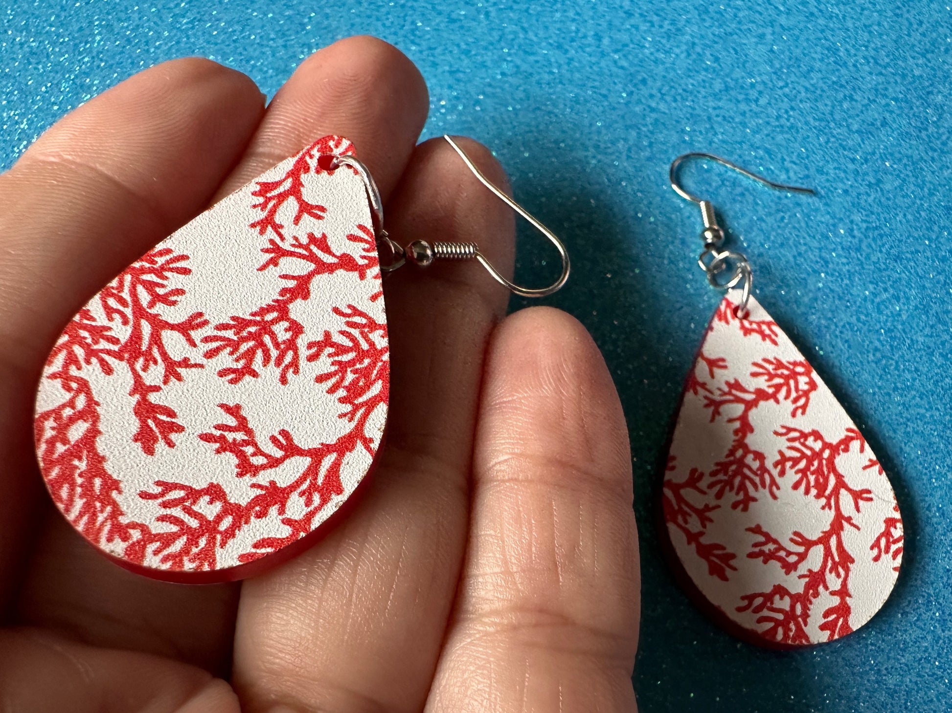 Faux Coral Earrings: Laser Cut Acrylic Red Coral Reef, Ocean, Diving, Tropical, Underwater, Aquarium, Marine, Best Gifts for Her/Him/Them