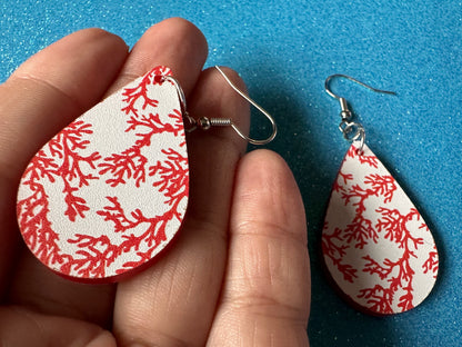 Faux Coral Earrings: Laser Cut Acrylic Red Coral Reef, Ocean, Diving, Tropical, Underwater, Aquarium, Marine, Best Gifts for Her/Him/Them