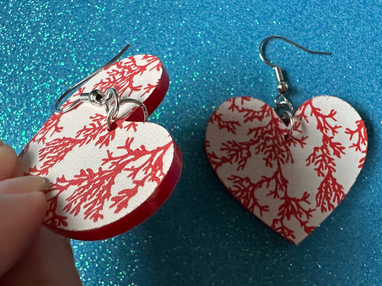 Faux Coral Earrings: Laser Cut Acrylic Red Coral Reef, Ocean, Diving, Tropical, Underwater, Aquarium, Marine, Best Gifts for Her/Him/Them
