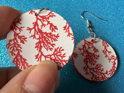 Faux Coral Earrings: Laser Cut Acrylic Red Coral Reef, Ocean, Diving, Tropical, Underwater, Aquarium, Marine, Best Gifts for Her/Him/Them