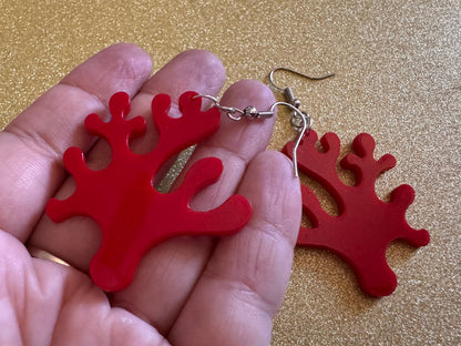 Faux Coral Earrings: Laser Cut Acrylic Red Coral Reef, Ocean, Diving, Tropical, Underwater, Aquarium, Marine, Best Gifts for Her/Him/Them