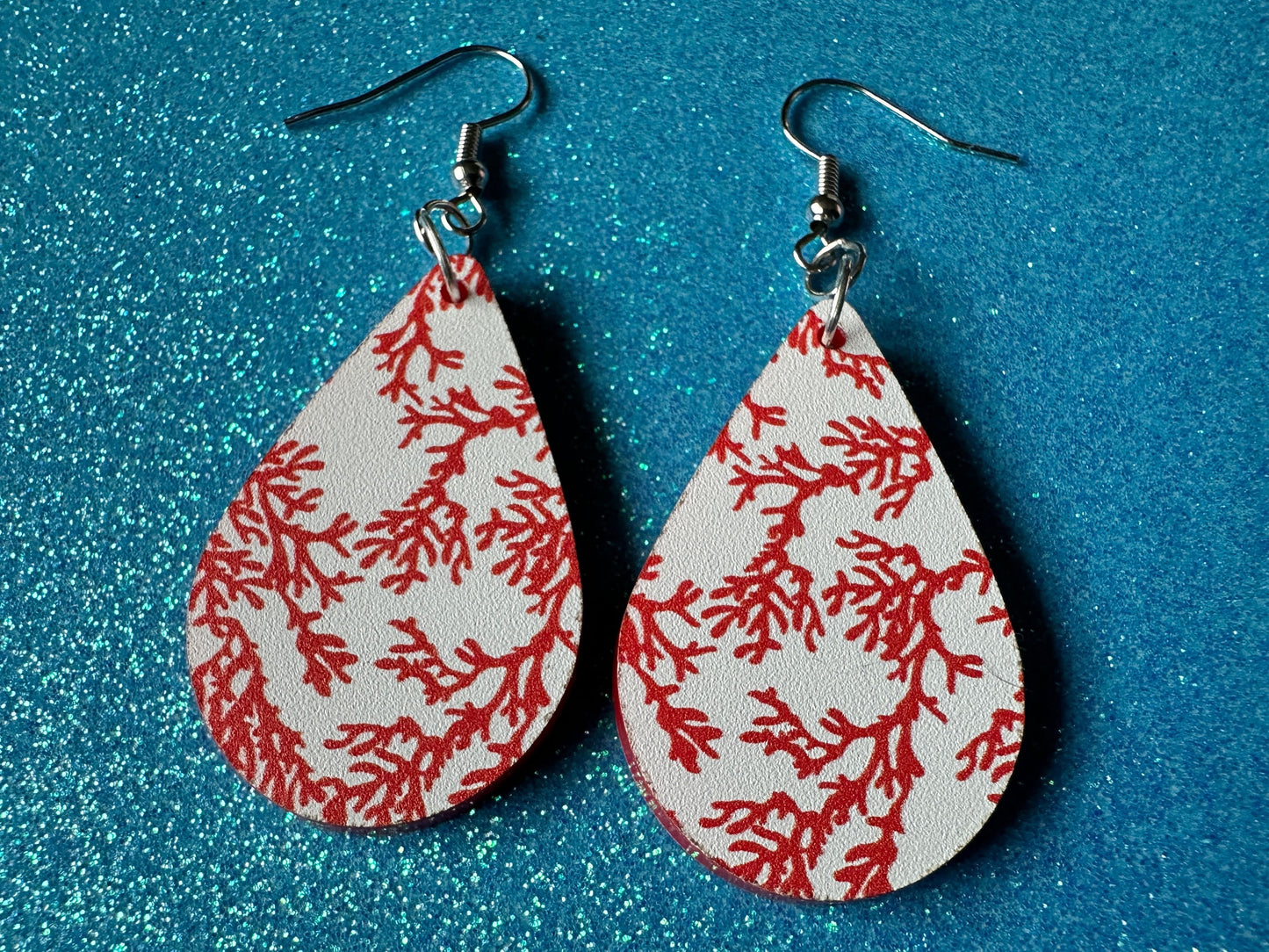 Faux Coral Earrings: Laser Cut Acrylic Red Coral Reef, Ocean, Diving, Tropical, Underwater, Aquarium, Marine, Best Gifts for Her/Him/Them
