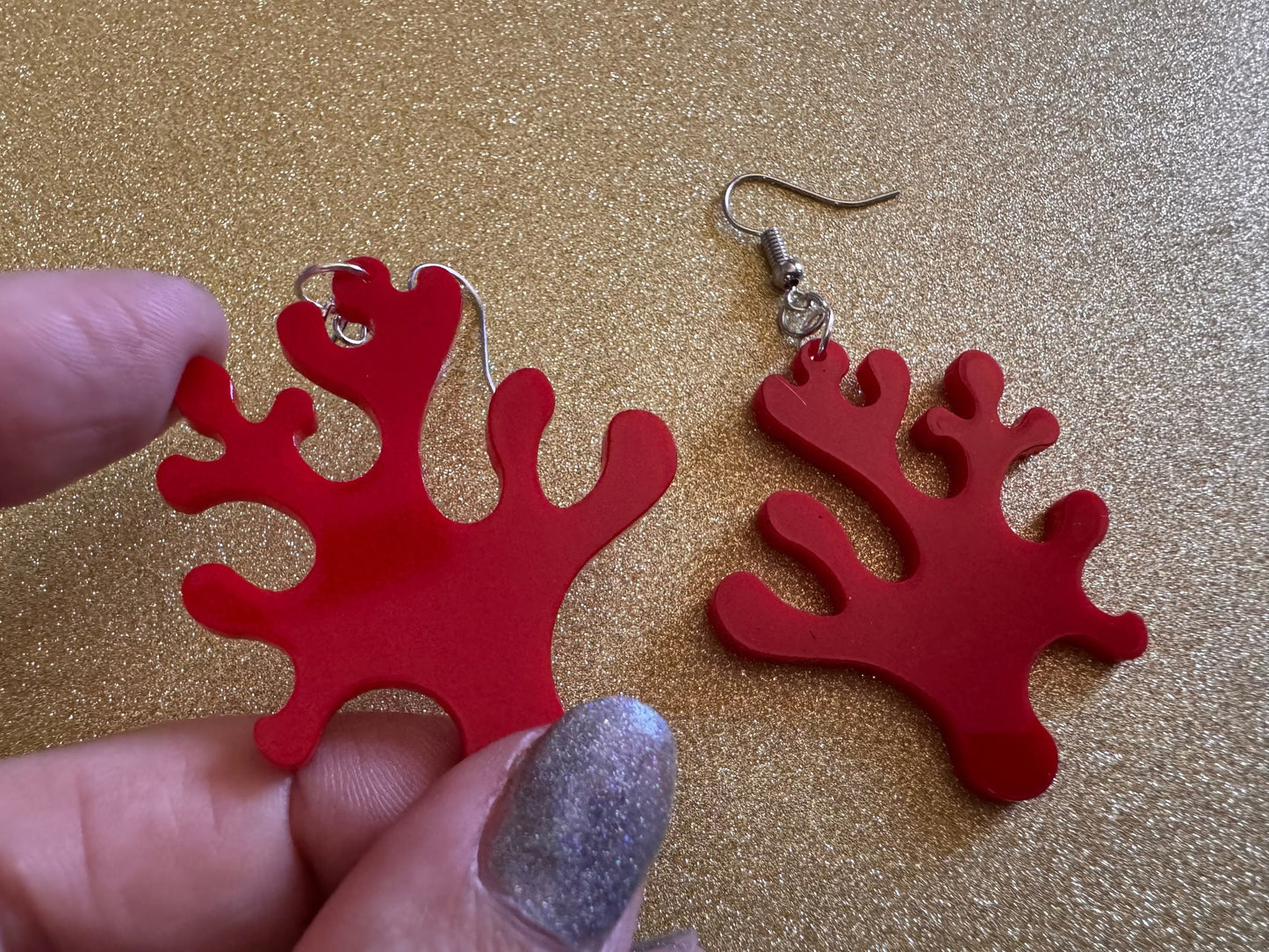 Faux Coral Earrings: Laser Cut Acrylic Red Coral Reef, Ocean, Diving, Tropical, Underwater, Aquarium, Marine, Best Gifts for Her/Him/Them
