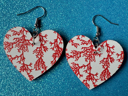 Faux Coral Earrings: Laser Cut Acrylic Red Coral Reef, Ocean, Diving, Tropical, Underwater, Aquarium, Marine, Best Gifts for Her/Him/Them