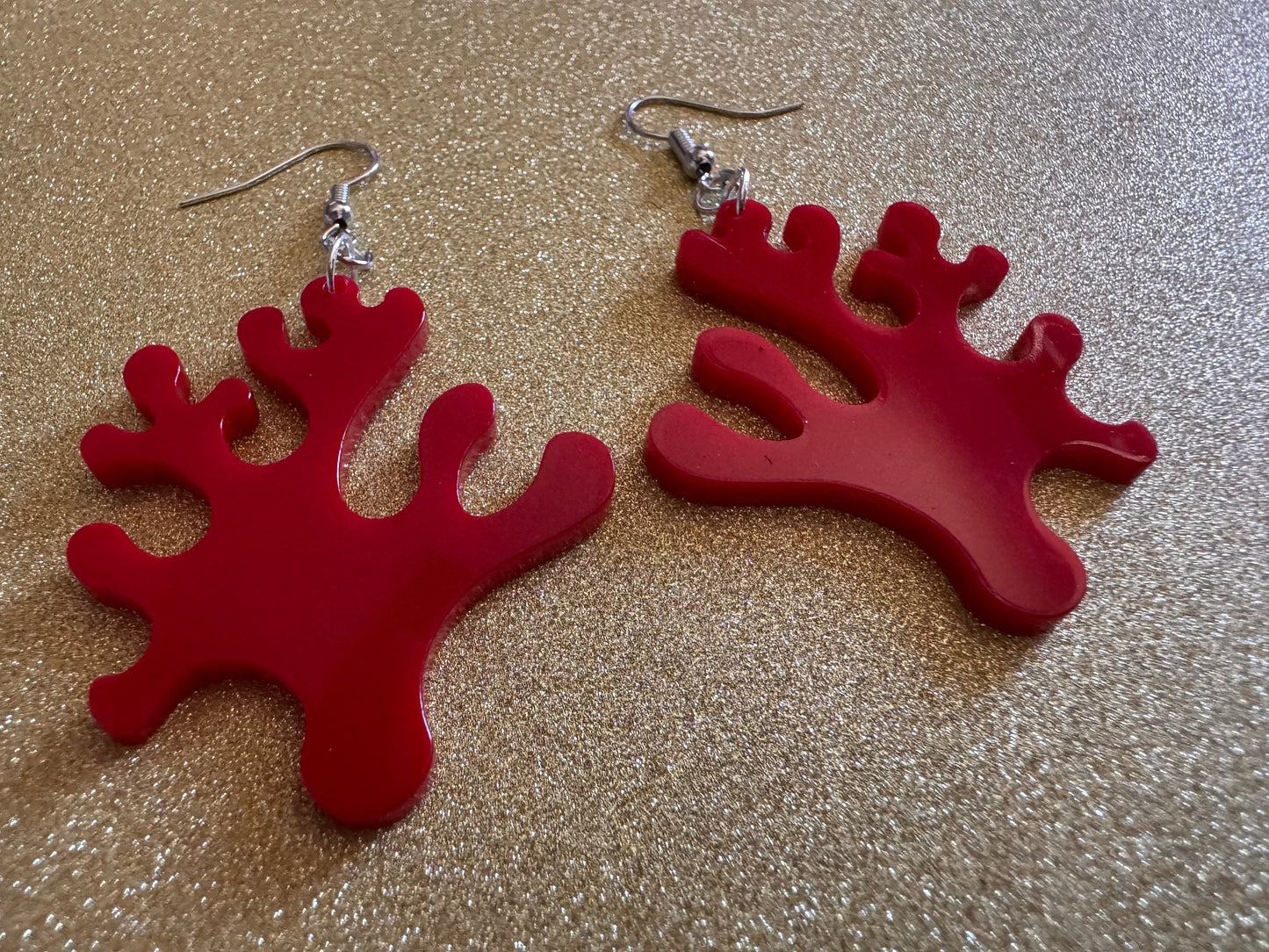 Faux Coral Earrings: Laser Cut Acrylic Red Coral Reef, Ocean, Diving, Tropical, Underwater, Aquarium, Marine, Best Gifts for Her/Him/Them