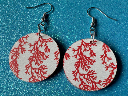 Faux Coral Earrings: Laser Cut Acrylic Red Coral Reef, Ocean, Diving, Tropical, Underwater, Aquarium, Marine, Best Gifts for Her/Him/Them