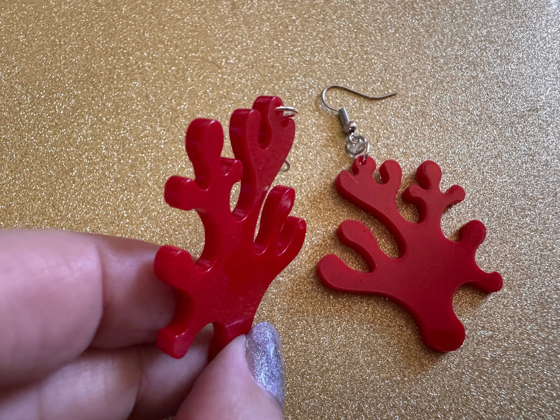 Faux Coral Earrings: Laser Cut Acrylic Red Coral Reef, Ocean, Diving, Tropical, Underwater, Aquarium, Marine, Best Gifts for Her/Him/Them