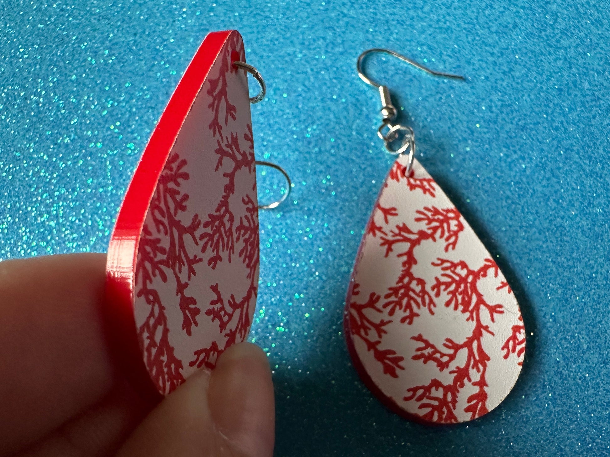 Faux Coral Earrings: Laser Cut Acrylic Red Coral Reef, Ocean, Diving, Tropical, Underwater, Aquarium, Marine, Best Gifts for Her/Him/Them
