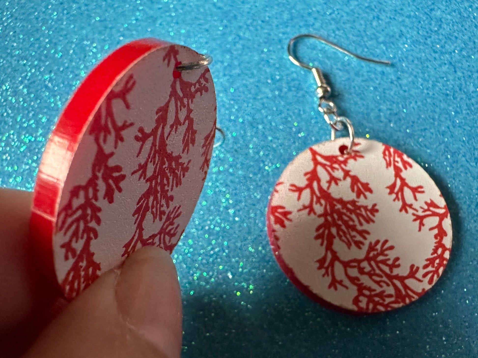 Faux Coral Earrings: Laser Cut Acrylic Red Coral Reef, Ocean, Diving, Tropical, Underwater, Aquarium, Marine, Best Gifts for Her/Him/Them