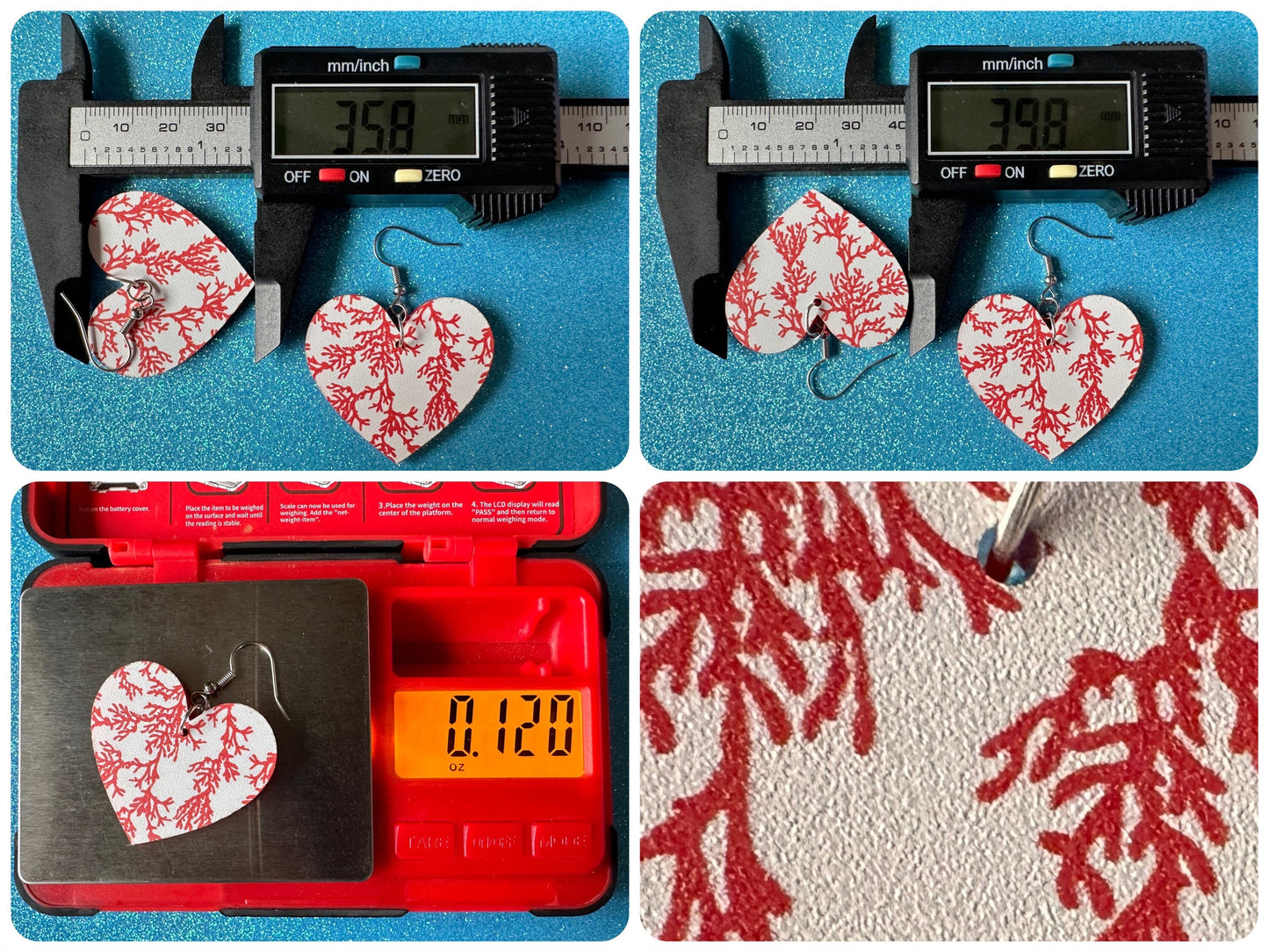 Faux Coral Earrings: Laser Cut Acrylic Red Coral Reef, Ocean, Diving, Tropical, Underwater, Aquarium, Marine, Best Gifts for Her/Him/Them