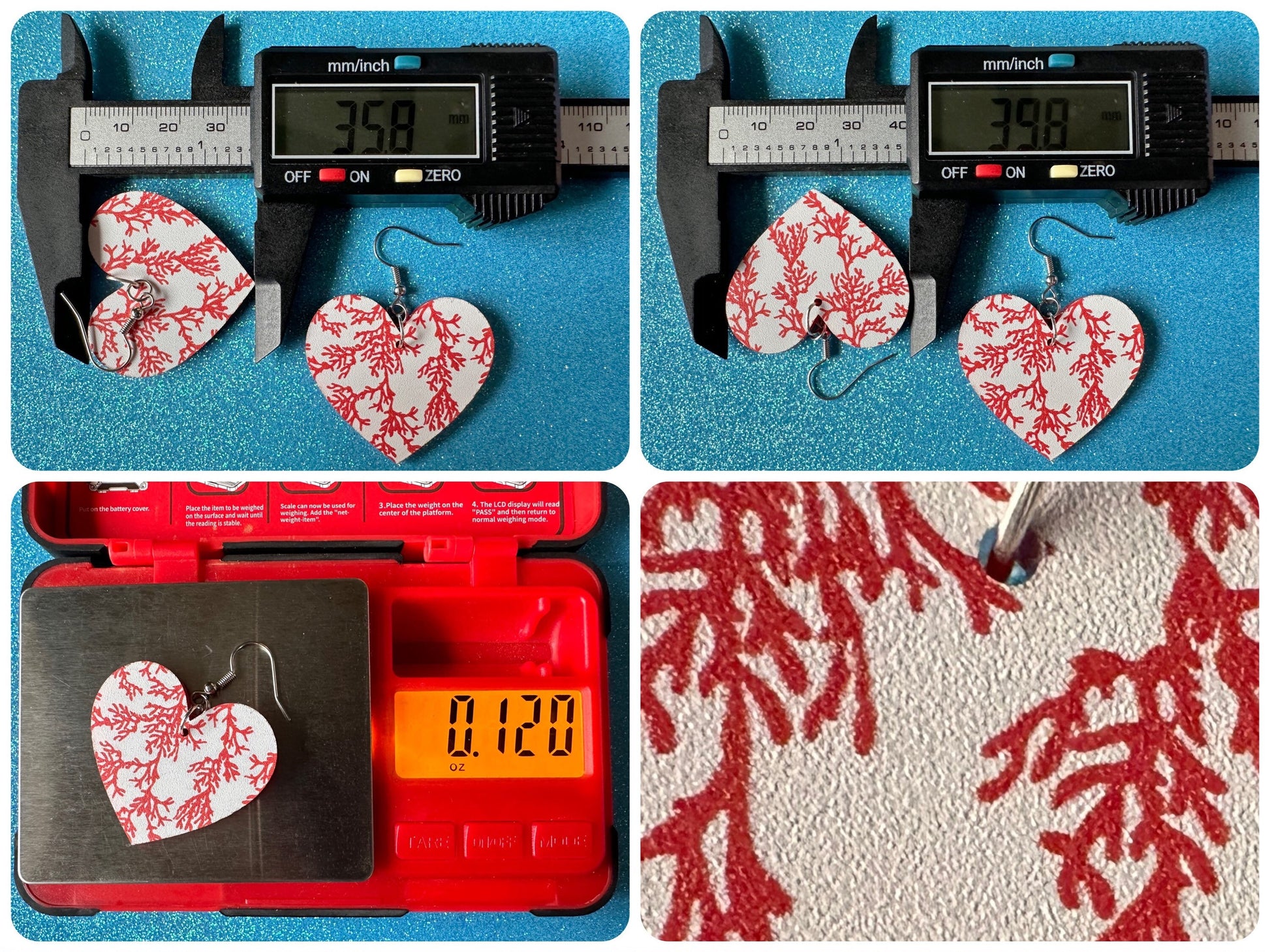 Faux Coral Earrings: Laser Cut Acrylic Red Coral Reef, Ocean, Diving, Tropical, Underwater, Aquarium, Marine, Best Gifts for Her/Him/Them
