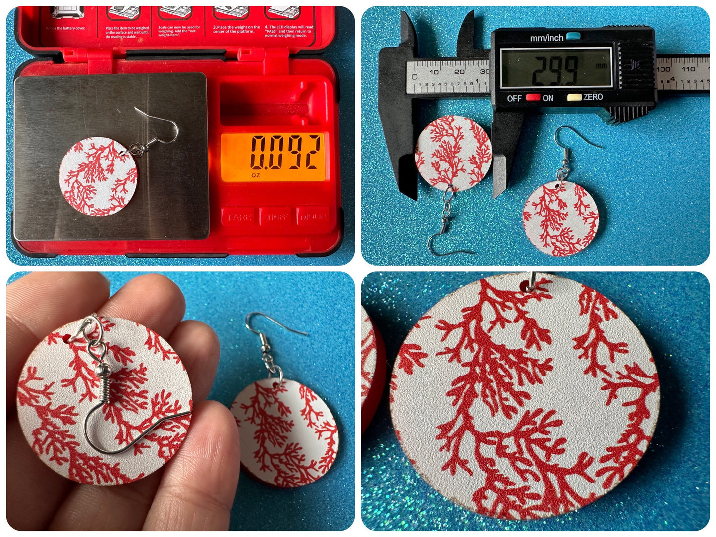 Faux Coral Earrings: Laser Cut Acrylic Red Coral Reef, Ocean, Diving, Tropical, Underwater, Aquarium, Marine, Best Gifts for Her/Him/Them