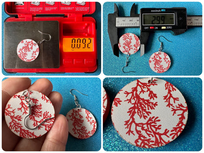 Faux Coral Earrings: Laser Cut Acrylic Red Coral Reef, Ocean, Diving, Tropical, Underwater, Aquarium, Marine, Best Gifts for Her/Him/Them