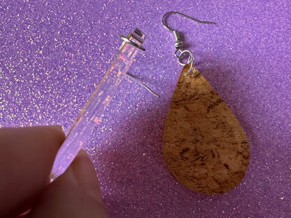 Faux Cork Earrings: Laser Cut Acrylic Cork Earrings, Acrylic Cork Print, Cork Design, Plastic Cork, Alcohol, Best Gifts for Her/Him/Them