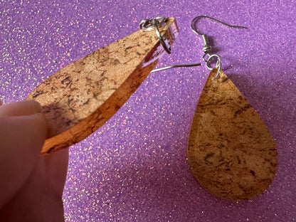 Faux Cork Earrings: Laser Cut Acrylic Cork Earrings, Acrylic Cork Print, Cork Design, Plastic Cork, Alcohol, Best Gifts for Her/Him/Them