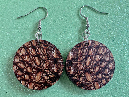 Faux Crocodile Skin Earrings: Laser Cut Acrylic Alligators, Reptile, Animals, Scales, Animal Print, Crocodiles, Best Gifts for Her/Him/Them